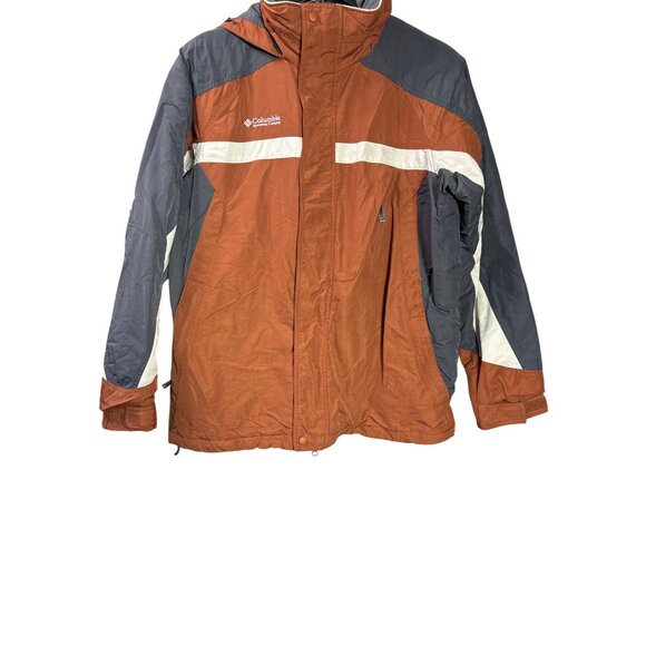 Columbia Sportswear Mens Jacket Trail Parka Size L Brown Gray White Winter Ski - Picture 3 of 9